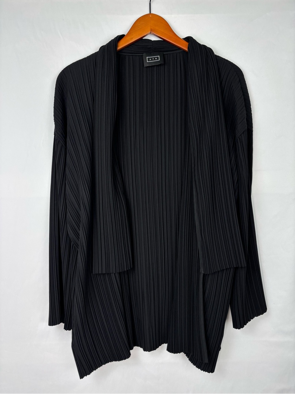 AYR Crinkle Cardigan Open Front Black Size S/M
